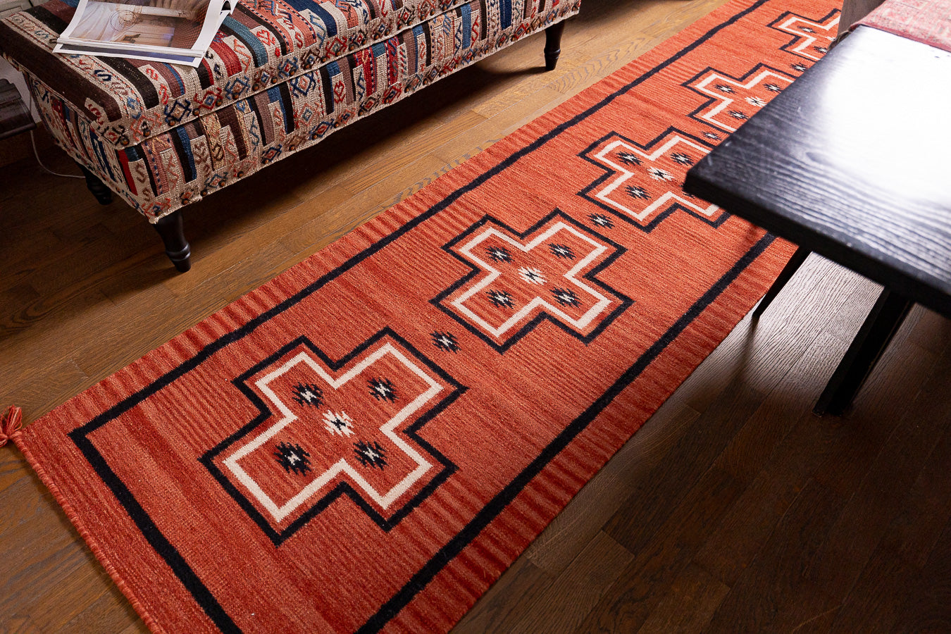 Custom Size Runner Rug Southwestern Native American Orange Natural