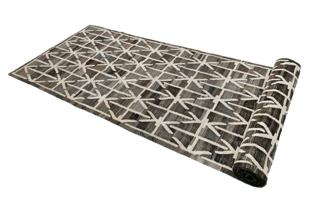 Modern runner rugs handmade with naturally wool 12x3 ft | Ashayer
